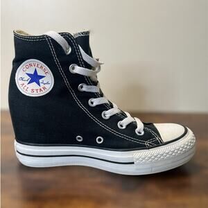 Converse Chunk Taylor All Star Hidden Wedge Sneaker 7 Womens Black Canvas High